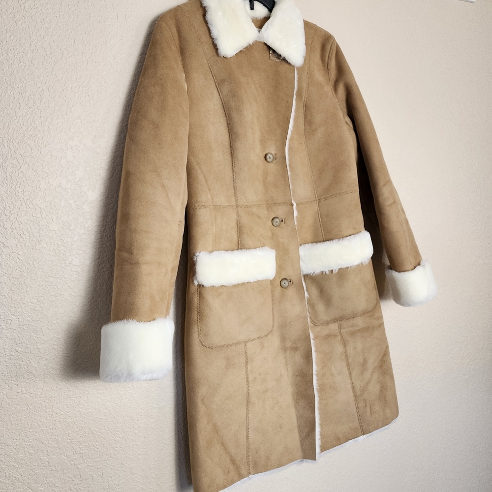 LOFT Faux Suede Faux Fur Coat Women's Size 6 - Picture 13 of 13